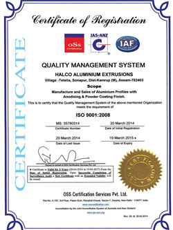 Halco Aluminium - OSS Certifications